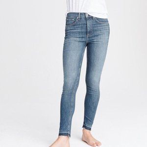 RAG & BONE JEANS High Rise Ankle Skinny Raw Hem 27